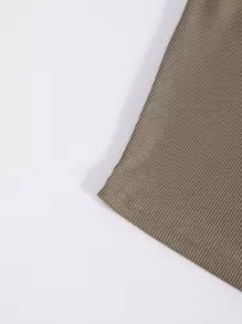 INAWLY Chất rắn Cắt bỏ vai Đồ đan Ribbed Áo ba lỗ Cho mùa hè - Màu nâu  Mocha - Xem 4
