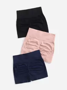 Easithlete 3pcs Softness Breathable Ruched Sports Shorts Stretchy ShortsWomen Sweat Short, Gym Short, Biker Short