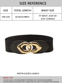 女士简约松紧腰带黑色腰带，休闲日常穿着 - 黑色 - 查看 3