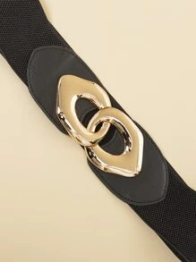女士简约松紧腰带黑色腰带，休闲日常穿着 - 黑色 - 查看 4