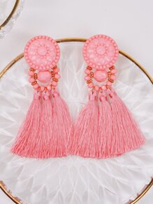 流蘇耳墜 - 粉色 - 查看 1