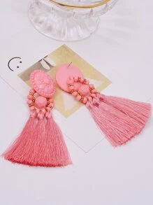 流蘇耳墜 - 粉色 - 查看 2