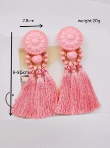 流蘇耳墜 - 粉色 - 查看 4