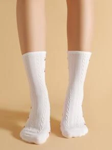 櫻桃細節中筒襪