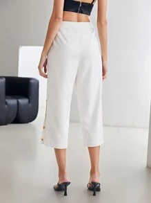 MOTF PREMIUM VISCOSE CAPRIS SUIT TROUSERS - White - View 3