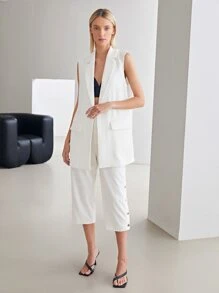 MOTF PREMIUM VISCOSE CAPRIS SUIT TROUSERS - White - View 8