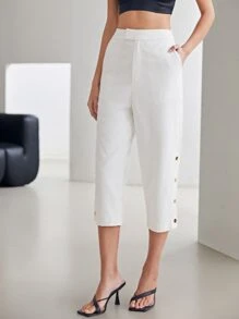 MOTF PREMIUM VISCOSE CAPRIS SUIT TROUSERS - White - View 9