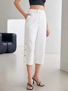 MOTF PREMIUM VISCOSE CAPRIS SUIT TROUSERS - White - View 10