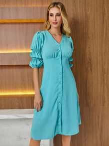 Women Dresses - Màu xanh lam - Xem 5