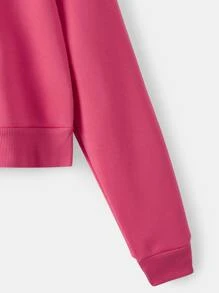 INAWLY 拉链抽绳保暖连帽衫，长袖上衣，适合毕业季、教师节、秋季返校季穿着 - 玫紅色 - 查看 3