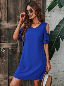 Đầm Cắt ra màu trơn Giải trí - Xanh đậm - Xem 5