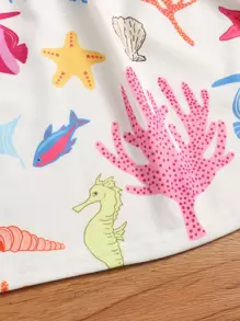 SHEIN Tween Girl A-Line Cartoon Graphic Frill Dress - Multicolor - View 4