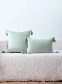 Miater 1pc Tassel Decor Cushion Cover Without Filler
