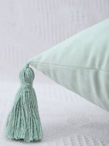 Miater 1pc Tassel Decor Cushion Cover Without Filler