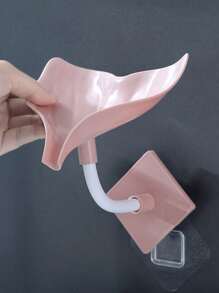1pc Whale Tail Shaped Soap Dish With Drainage, No Drilling Required - Pink - View 2