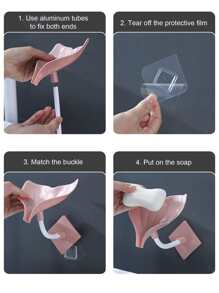 1pc Whale Tail Shaped Soap Dish With Drainage, No Drilling Required - Pink - View 7