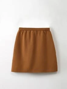 Váy len cho bé gái màu trơn Ăn mặc đẹp - màu nâu - Xem 2