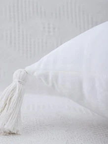 Miater 1入組流蘇裝飾靠墊套不附帶墊芯 - 白色 - 查看 3