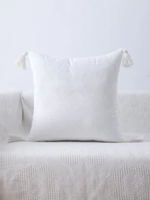 Miater 1入組流蘇裝飾靠墊套不附帶墊芯 - 白色 - 查看 4