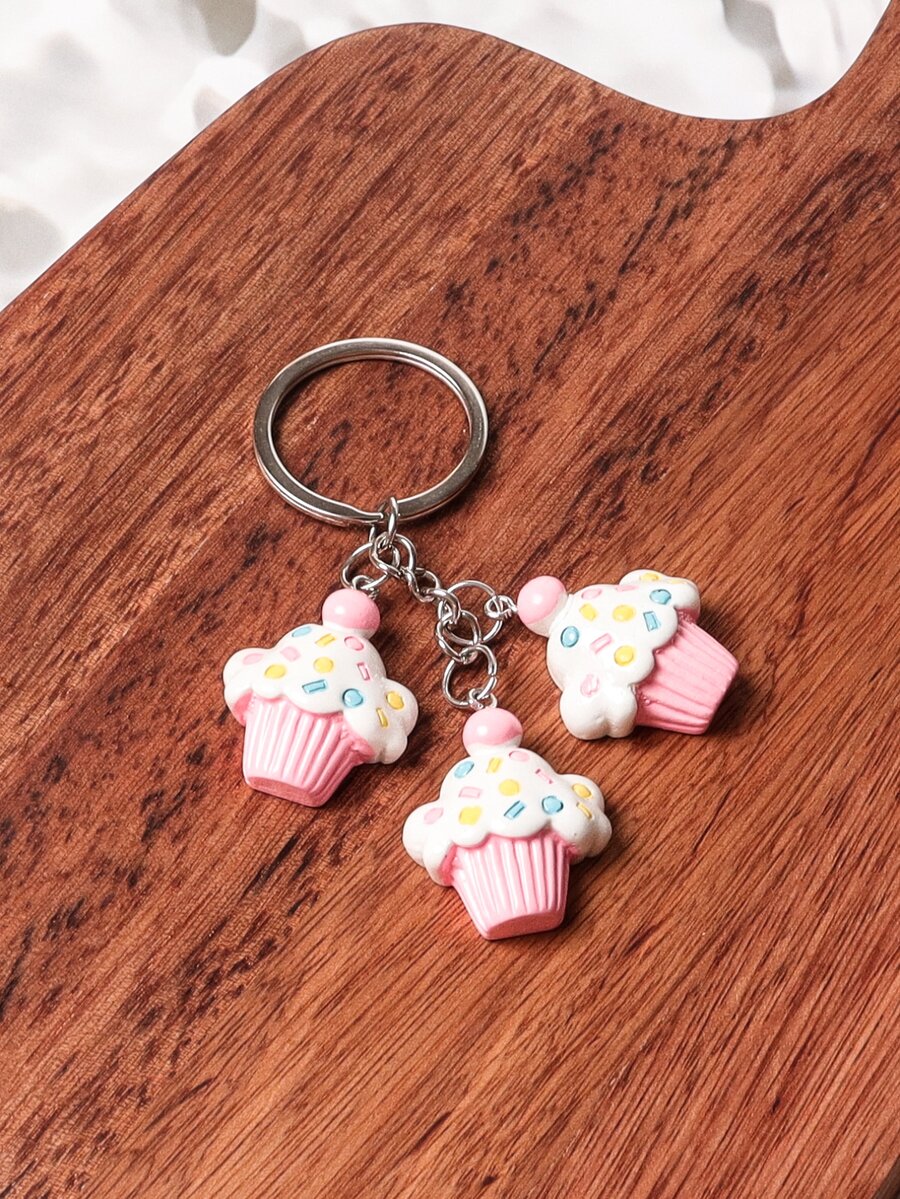 杯子蛋糕吊飾鑰匙圈 - 彩色 - 查看 1