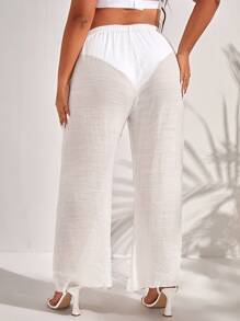 SHEIN Swim Curve Plus Plain Cover Up Pants - White - View 2