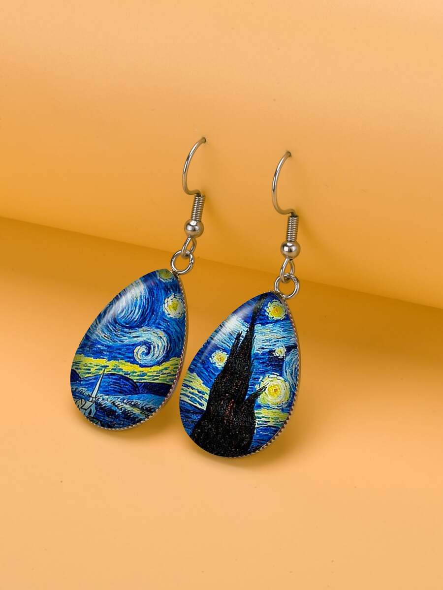 EMERY ROSE 繪畫細節水滴耳環 - 彩色 - 查看 1