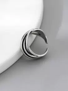 Men Simple Cuff Ring Antique Silver Copper Fashionable Popular Jewelry Gift Party - Antique Silver - View 2