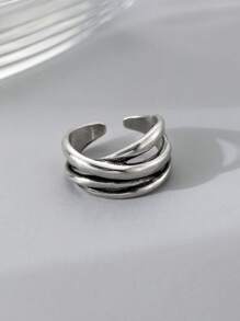 Men Simple Cuff Ring Antique Silver Copper Fashionable Popular Jewelry Gift Party - Antique Silver - View 3