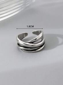 Men Simple Cuff Ring Antique Silver Copper Fashionable Popular Jewelry Gift Party - Antique Silver - View 4