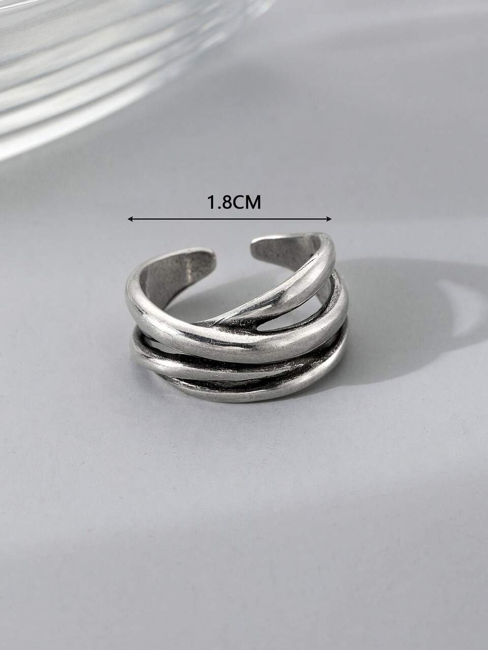 Men Simple Cuff Ring Antique Silver Copper Fashionable Popular Jewelry Gift Party