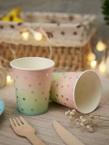 10入組波點圖案一次性杯子 - 彩色 - 查看 1