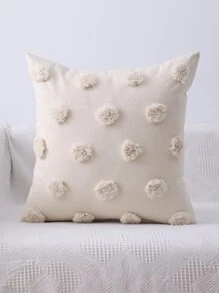 Miater 1入組禮品帆布刺繡靠墊套不附帶墊芯 - 米色 - 查看 1