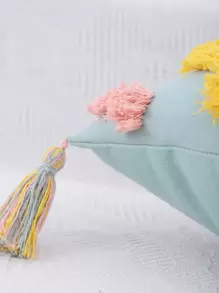 1入組簇絨流蘇裝飾靠墊套不附帶墊芯 - 彩色 - 查看 2