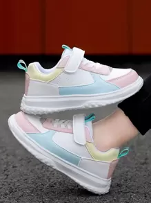 1 Paar bunte Klettverschluss Sportschuhe für Mädchen, mehrfarbige farbenfrohe Sneaker - Verschiedenfarbig - Übersicht 1