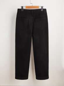 SHEIN 男孩字母織帶側縫牛仔褲 - 黑色 - 查看 2