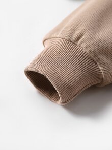 小女童落肩袖運動衫 - 卡其色 - 查看 4