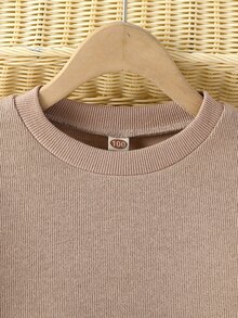 小女童落肩袖運動衫 - 卡其色 - 查看 5