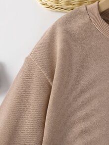 小女童落肩袖運動衫 - 卡其色 - 查看 6