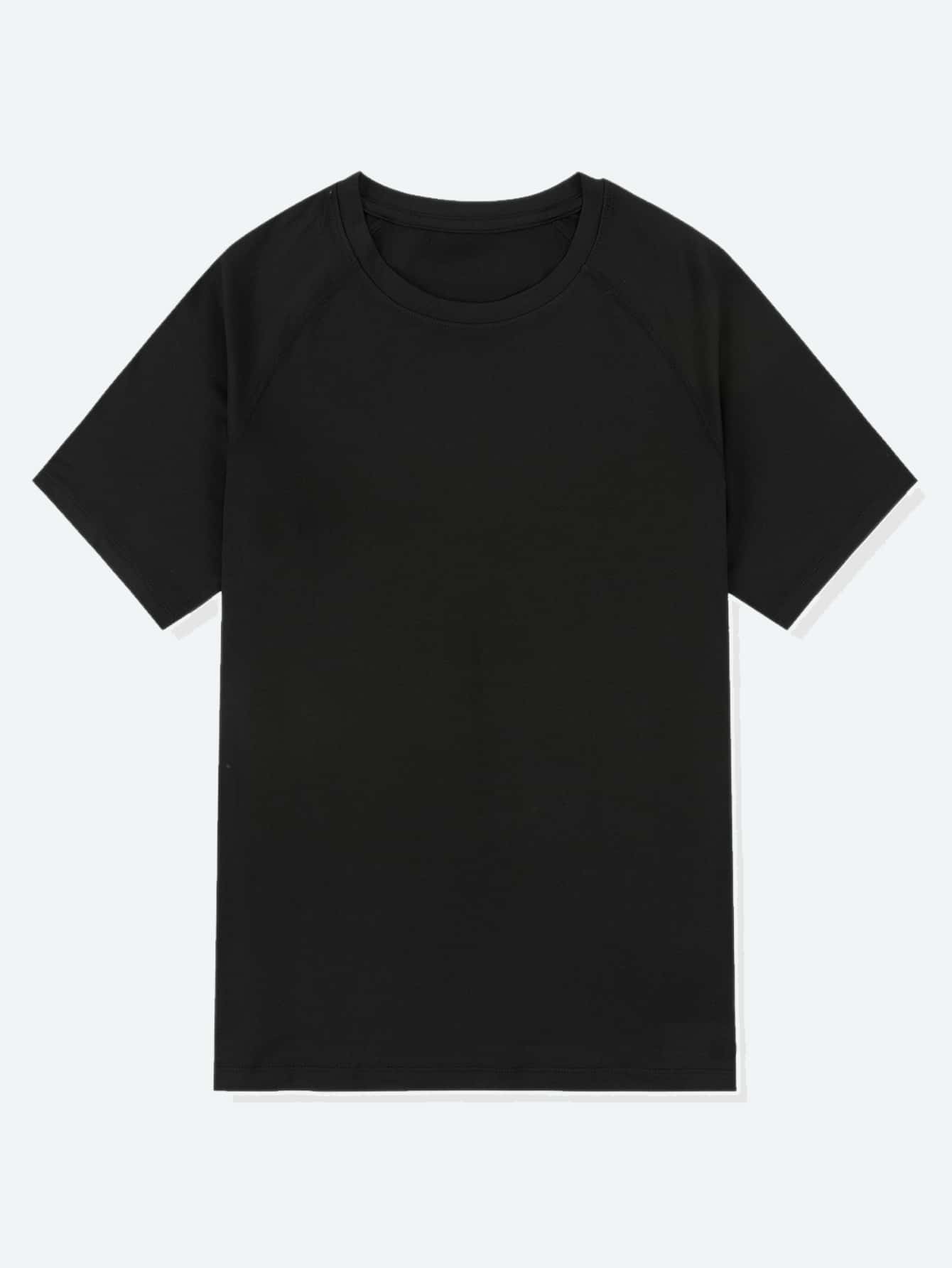 Niños Camiseta unicolor de manga raglán - Negro - Ver 1