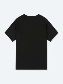 Niños Camiseta unicolor de manga raglán - Negro - Ver 2