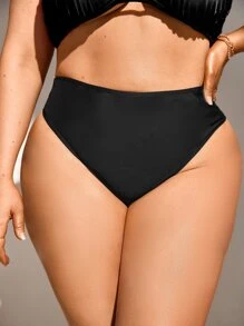 Swim SXY Summer Beach Plus Big Bow Decor Bikini Bottom - Black - View 3