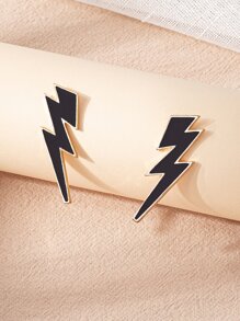 Brincos com design relâmpago - màu đen - Xem 2
