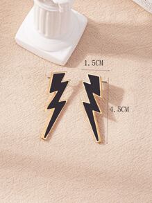 Brincos com design relâmpago - màu đen - Xem 3