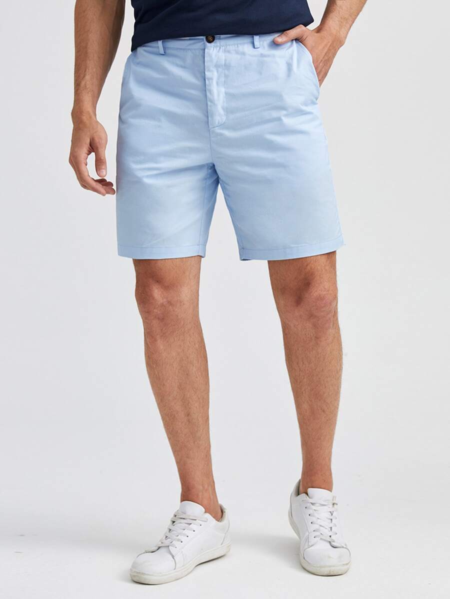 Manfinity Men Slant Pocket Solid Shorts - Baby Blue - View 1