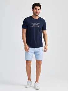 Manfinity Men Slant Pocket Solid Shorts - Baby Blue - View 3