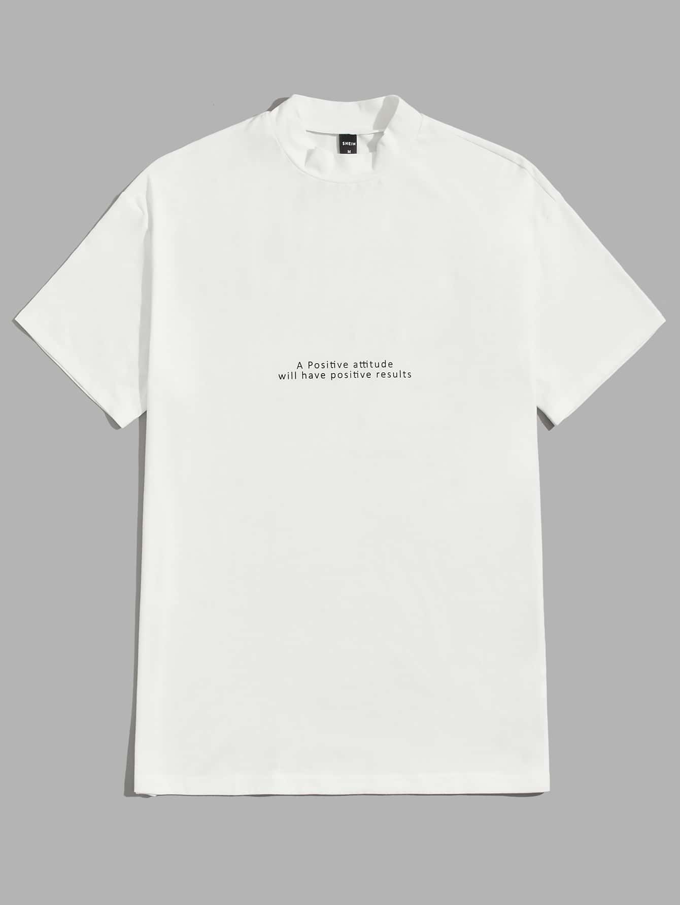 GENTILAND Men Casual Slogan Graphic Short Sleeve Tee - White - View 1