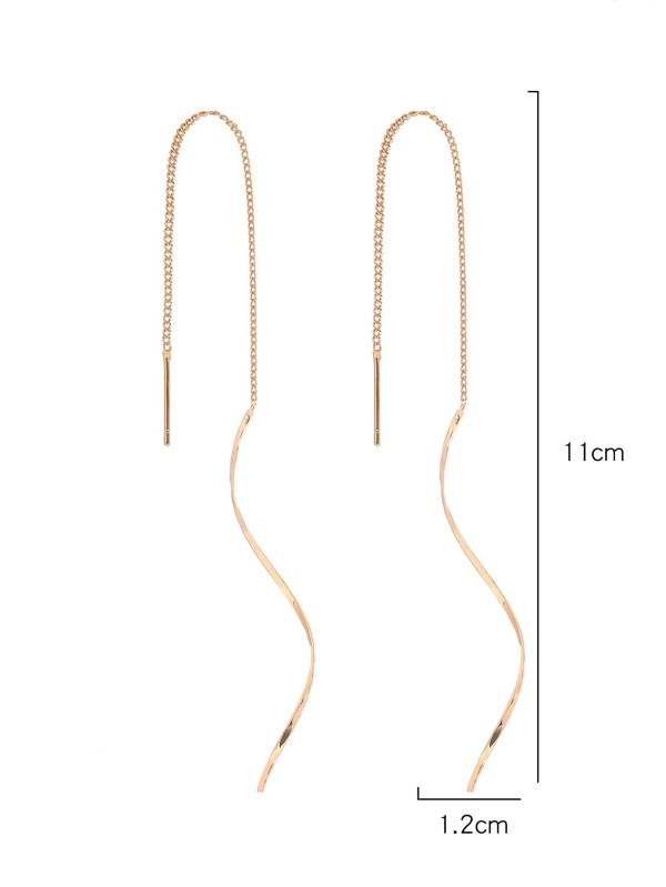1pair Long Tassel Threader Earrings Wave Shaped Simple Long Chain