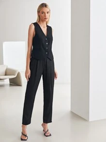 MOTF PREMIUM Áo khoác  âu phục nữ Nút màu trơn Thanh lịch - màu đen - Xem 8