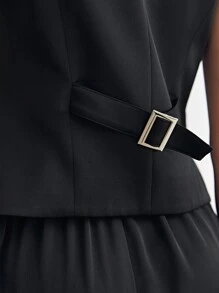 MOTF PREMIUM Áo khoác  âu phục nữ Nút màu trơn Thanh lịch - màu đen - Xem 10