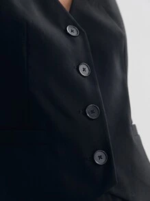 MOTF PREMIUM Áo khoác  âu phục nữ Nút màu trơn Thanh lịch - màu đen - Xem 12